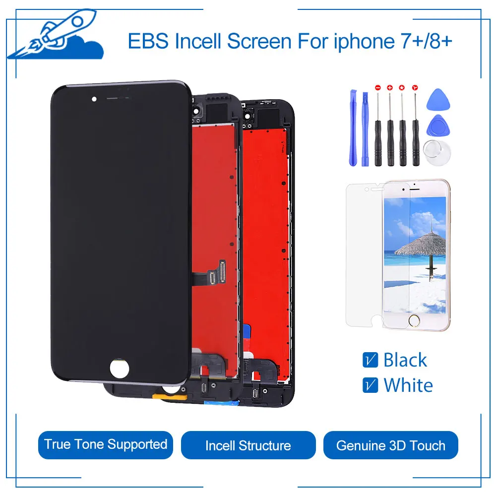 

For iPhone 7 7 Plus 8 8 Plus EBS Incell LCD Touch Screen Display Digitizer Assembly Replacement Parts True Tone Supported