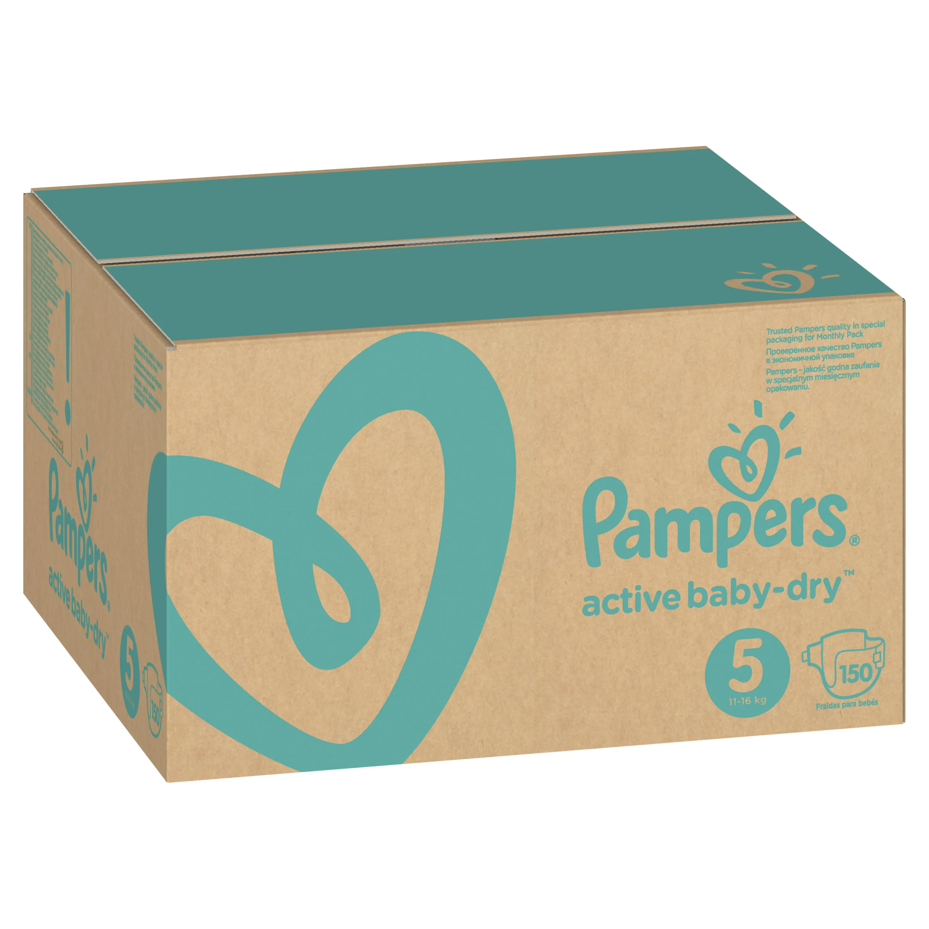 Подгузники Pampers Active Baby-Dry 11–16 кг, размер 5, 150шт