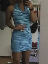 FSDA 2021 V cuello Vestido de punto vestido azul de las mujeres Halter cuello vendaje vestido playero de verano sin mangas Sexy Mini vestidos Y2K