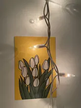 Tarjeta decorativa de tulipán de 13 hojas, bloque de Color geométrico de flor inglesa, postal artesanal, pegatina de pared, accesorios para fotos, tarjetas de felicitación