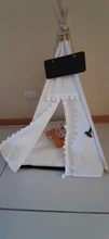 Pet Teepee Dog & Cat Bed White Canvas Dog Cute House-Portable Washable Dog Tents 