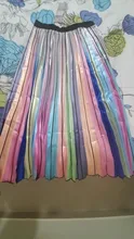 Women Skirts Rainbow-Striped Spring A-Line Mid-Calf High-Street European-Style Marwin