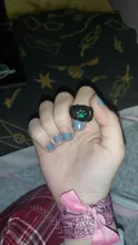 Anillos de gato negro de Anime para niña y niño, anillo con estampado verde de dibujos animados, esmalte, joyería para disfraz, regalo para fiesta