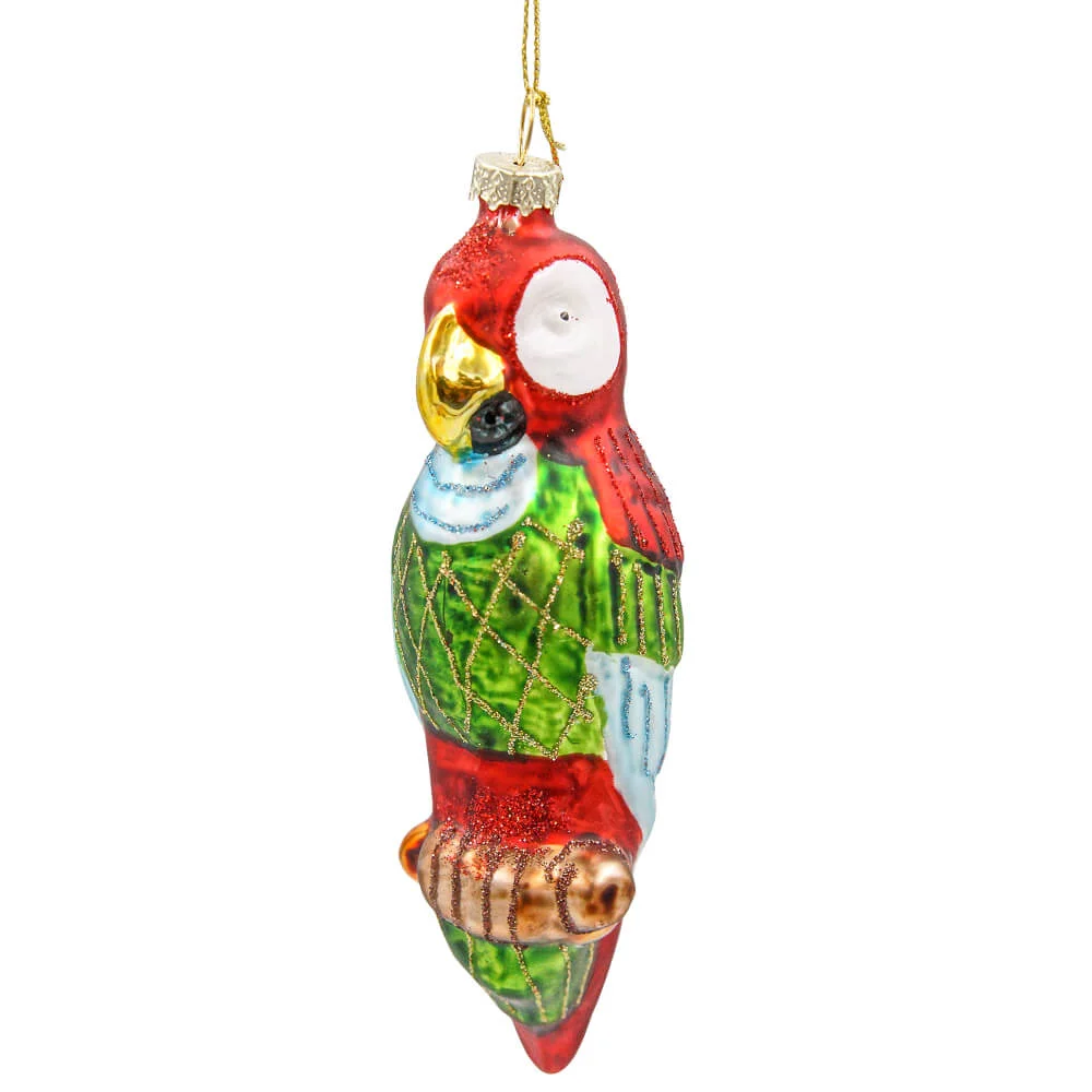 Decoration Christmas tree Europe in the form of a parrot 5*5*16 cm red