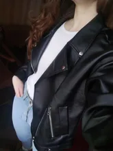 Jacket Women Basic-Coat Moto Aelegantmis Faux-Leather Plus-Size Winter Outerwear Autumn