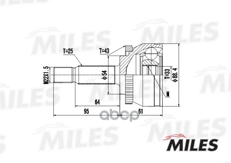 Шрус Volvo S40/V40 1.8 01-04 Нар.(Abs) Miles Ga20509 Miles арт. GA20509