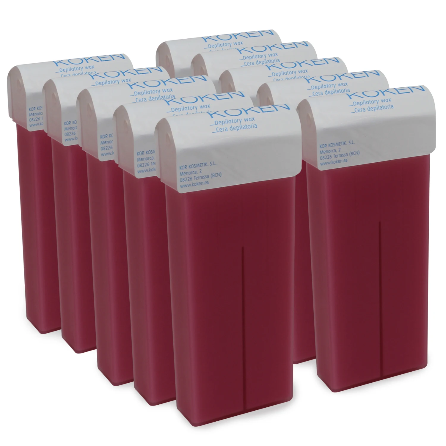 KOKEN - Cera Depilatoria Fresa Roll-on 100ml - Pack 10 Cartuchos Cera Depilatoria Crema Depilación Caliente Piel Seca Normal