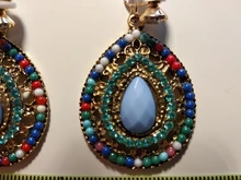 Pendientes con Clip de cristal para mujer, aretes sin Piercing, estilo bohemio, turco, Vintage, étnico, 6 colores