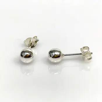 

Sterling Ball Classic Curved Silver Earrings