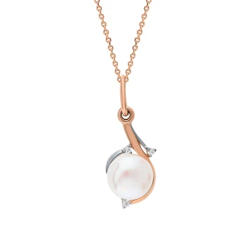 

Gold pendant with cubic zirconia and pearls cultured sunlight sample 585