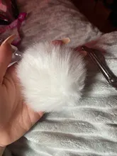 LLavero de piel falsa de 8cm para automóvil, llavero para automóvil con pompón, cadenas de color plateado, pompones, imitación de piel de zorro y conejo, 1 Uds.