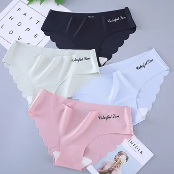 

Traceless Underwear Women's Low Waist Solid Color Thin Ice Silk Women's Underwear Plus Size Of Cotton Sexy Briefs Cotton Pantie