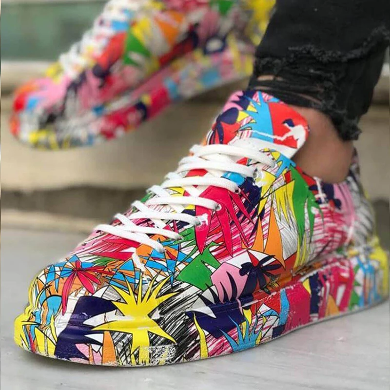YTHG Sneakers For Men 16 color patterned shoes Casual Comfortable Flexible Fashion Leather Wedding Orthopedic Walking Shoes Comfort Unisex