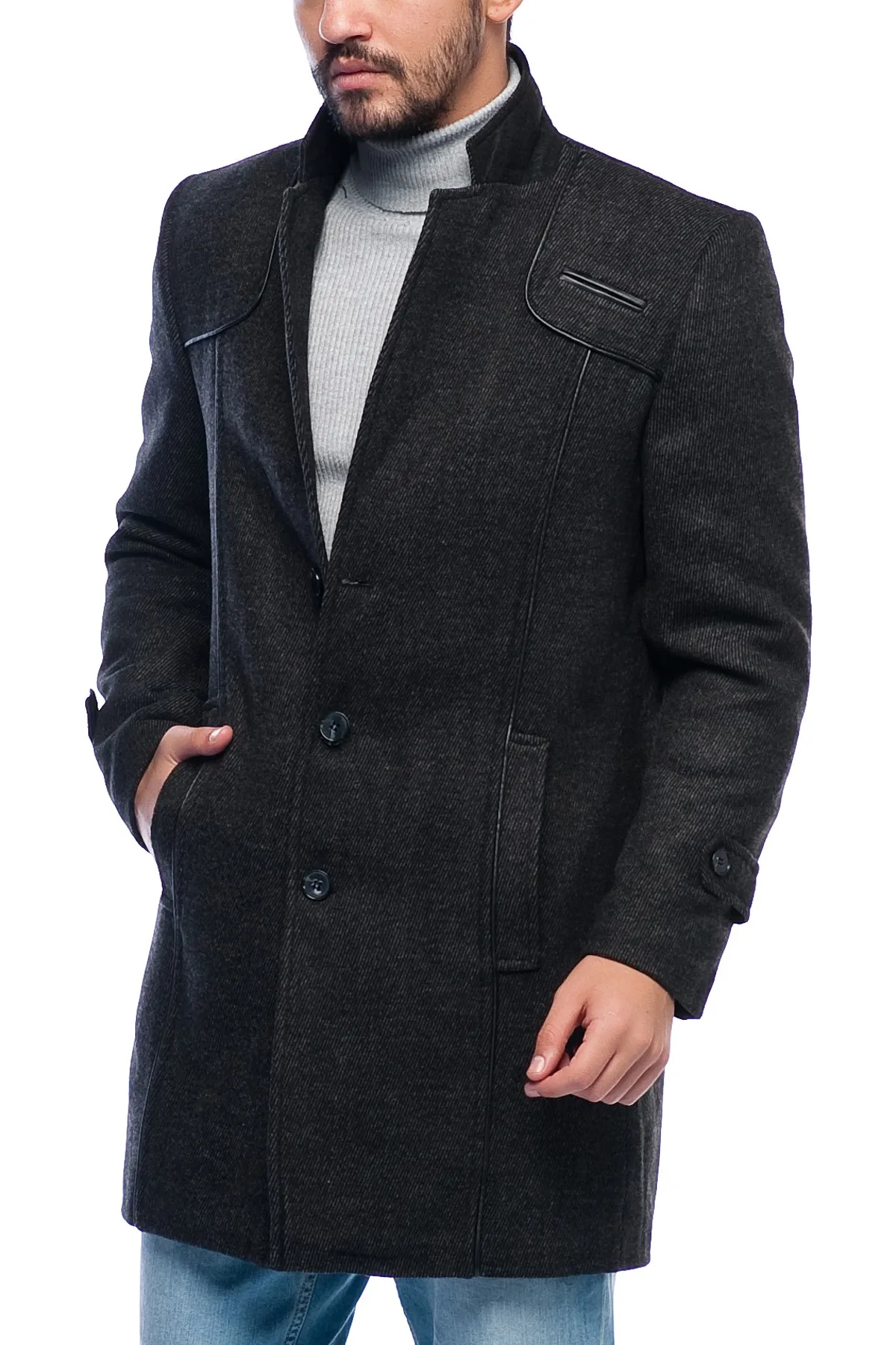 Dewberry мужские узорчатые антрациты Overcoat-1025Kes07640