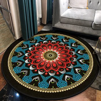 

Retro Bohemia Carpets for Living Room Portable Rug Adult Pray Mats Non-slip Mandala Floral Printed Rugs Bedroom Decor tapis
