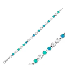 Серебро 925 пробы круглый Опаловый камень браслет