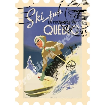 

Quebec souvenir magnet vintage tourist poster