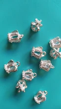 Dijes de corona de color plata brillante, colgante para collar, pulsera, colgantes diy para joyería de 16x12mm N206, 10 Uds.
