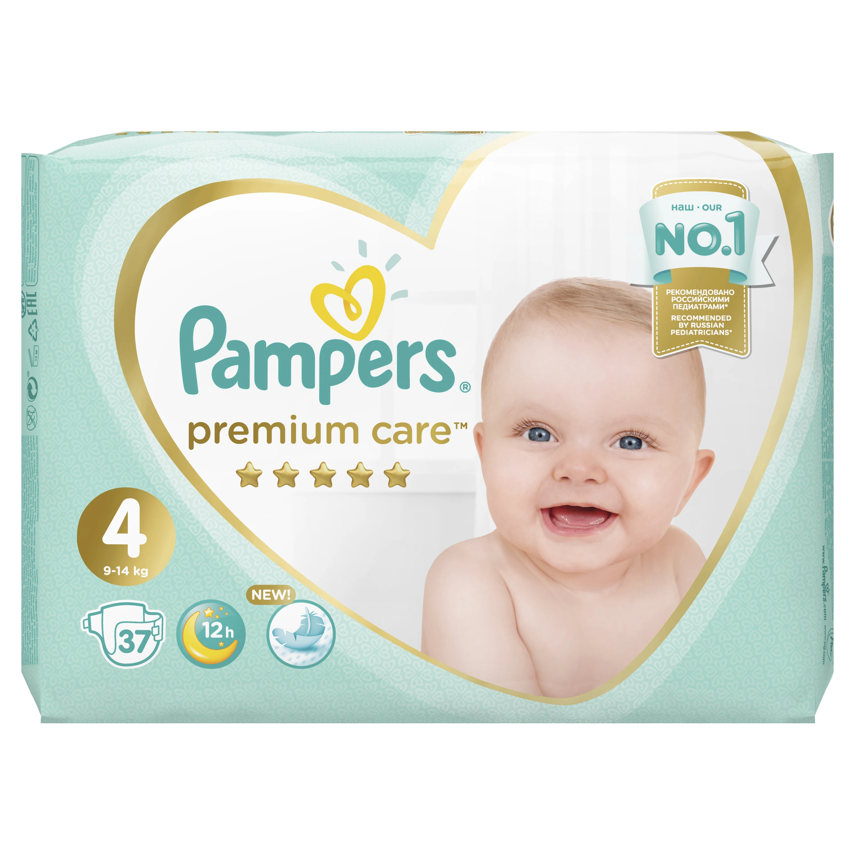 Подгузники Pampers Premium Care Размер 4, 9-14кг, 37шт