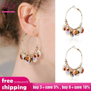

2019 New Colorful Natural Stone Hoop Earrings for Women Bohemian Gold Color Round Circle Creole Earring Handmade Simple Jewelry