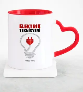 

Personalized Professional Electrician Red Heart Mug Cup
