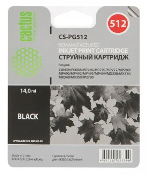 

Cartridge inkjet cactus cs-pg512 black for Canon Pixma ip2700/mp240/mp250/mp260/mp270/mp272/MP280/