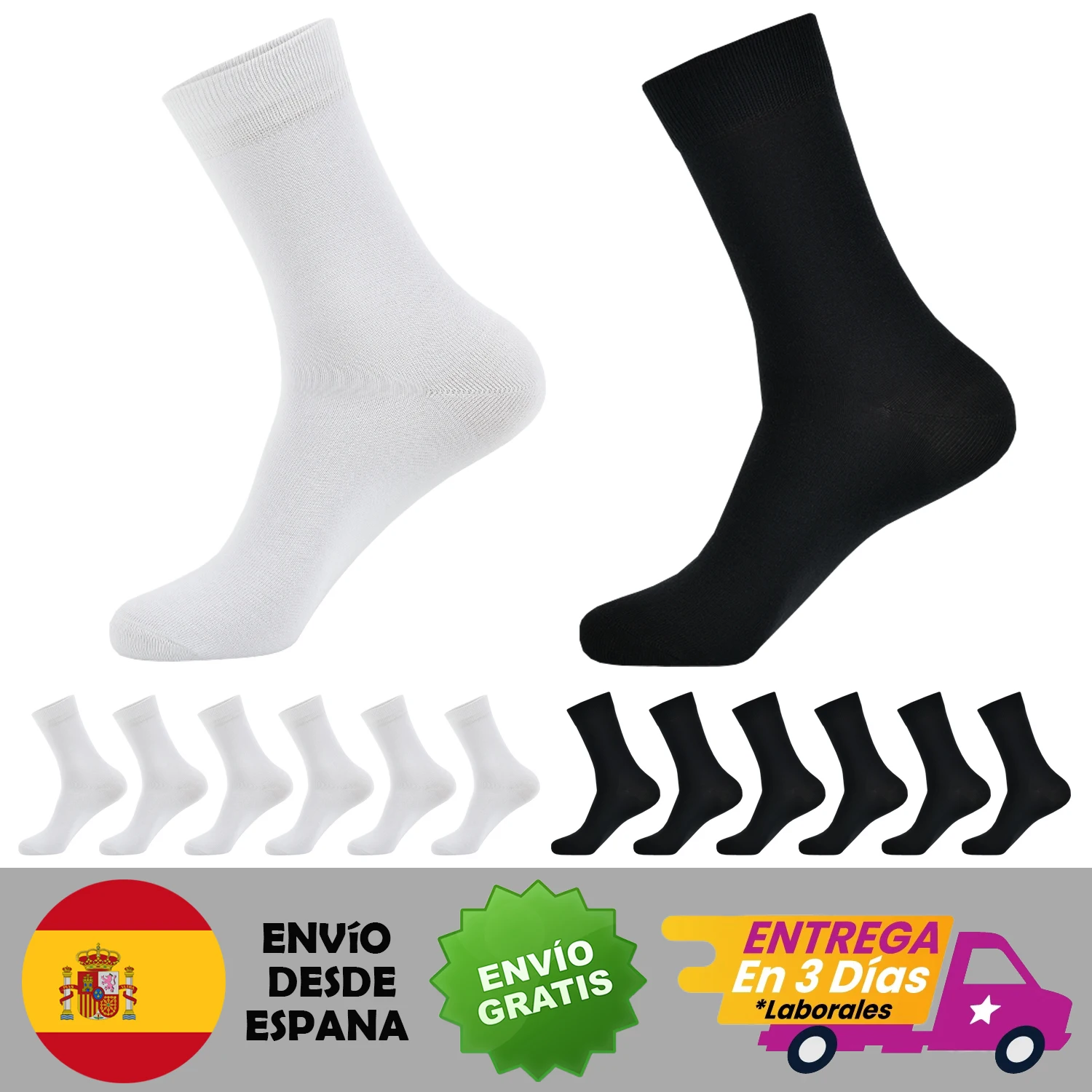 Men's and women's long socks combed cotton hositine for work leisure and sport long waist Pack9-12