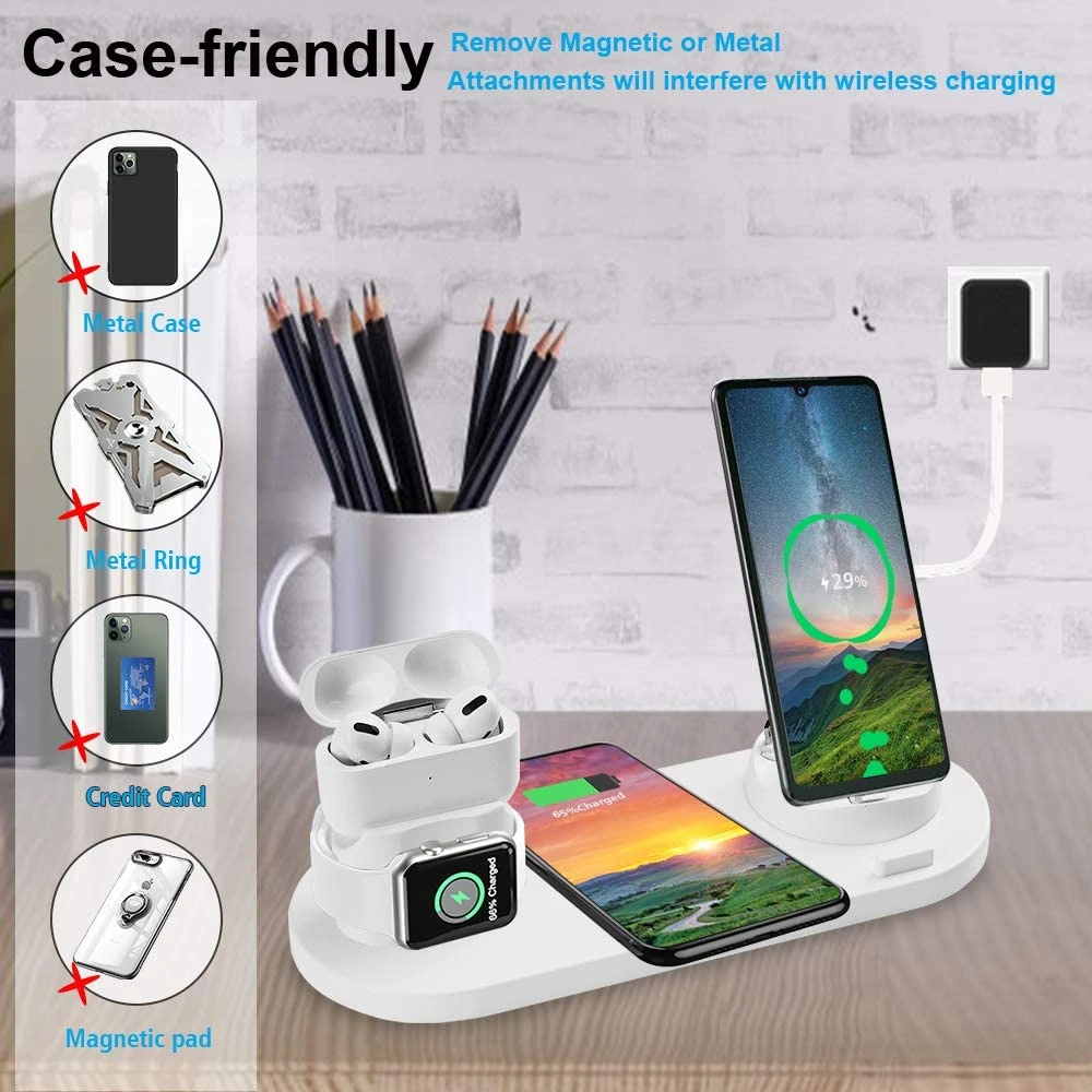 apple wireless charger Wireless Chargers 3 in 1 Fast Wireless Charger Charging Station For Apple Watch 10W 6 In 1 AirPods pro iPhone 12 11 Dock Station fast wireless charger