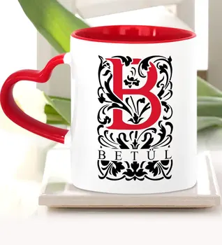 

Personalized Letter B Red Heart Mug Cup (Model 2)