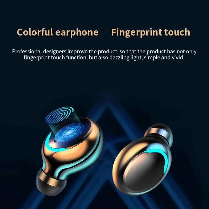 F9 TWS Bluetooth Earphone Waterproof Wireless Headphone Stereo Digital Display Touch Control Sport Headsets Earbuds with Mic