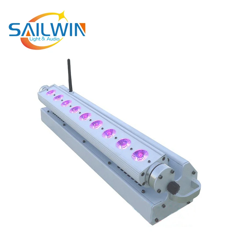 Беспроводной светодиодный настенный светильник RGBWA с питанием от батареи 9x18 Вт+ УФ 6в1, светодиодный светильник для мытья стен