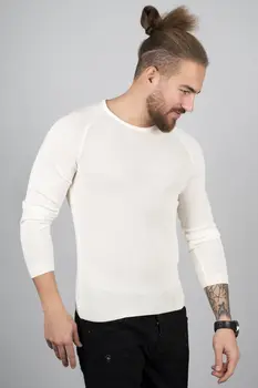 

DeepSEA Ecru Bicycle Neck Slim Knitwear Sweater 2002437