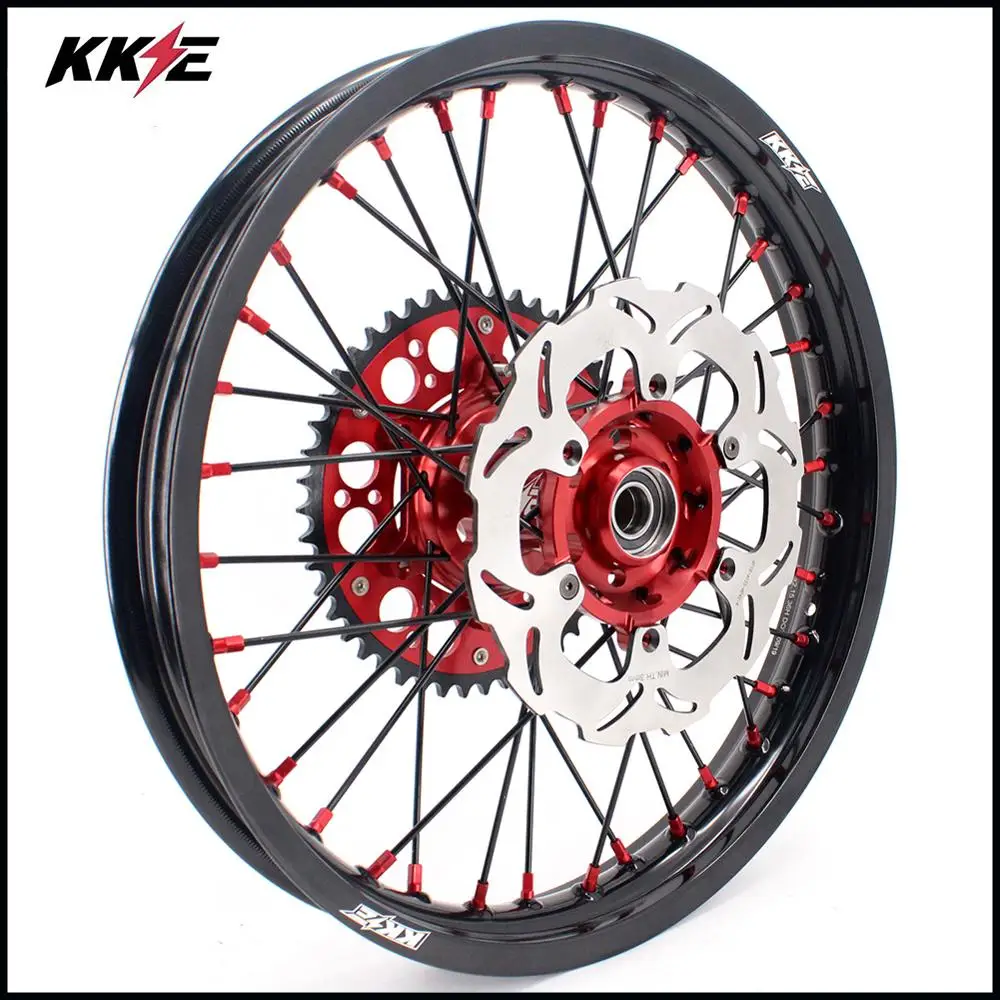 KKE 21/19 RM125 2001-2007 RM250 2001-2008 Полный MX диски для мотоциклов набор для SUZUKI красный ниппель черный спиц диски