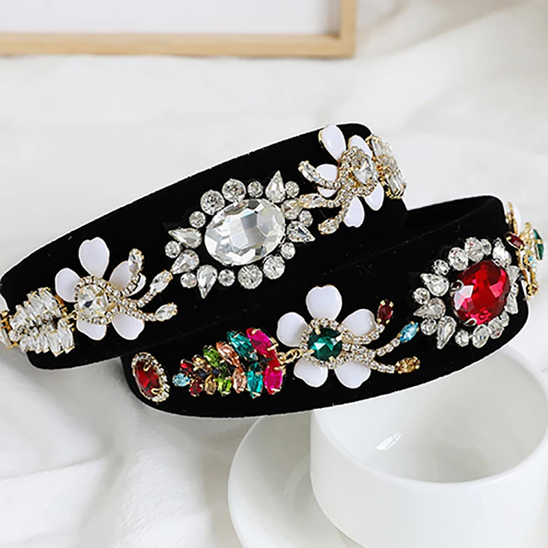 

ZHINI New Enthic Headbands for Women Boho Black Wavy Hair Clip Head Hoop Band Fashion Rhinestone Hair Hoop Jewelry Accessories