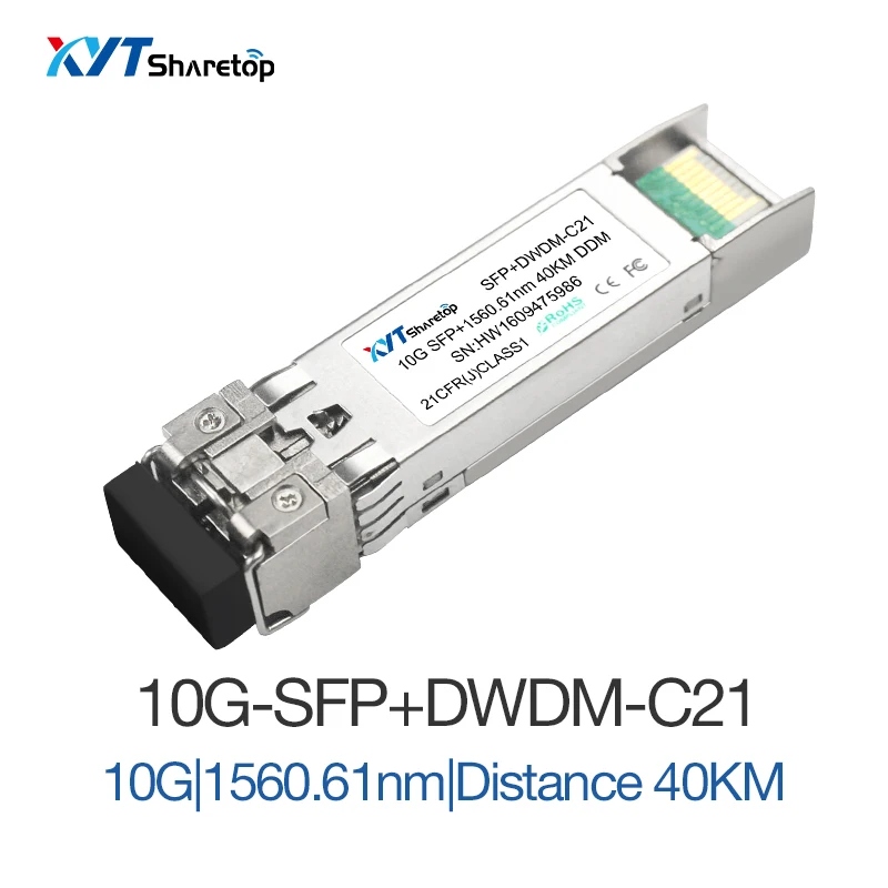 Sharetop 10G DWDM Оптический приемопередатчик модуль SFP+ 10G-DW C21 1560.61NM 40 км LC порт одномодовый Двойной волокно полная совместимость