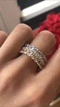 Huitan-anillos de promesa de amor para mujer, joyería de boda, cristal cuadrado pavimentado, circonita, anillo de compromiso de boda elegante, nuevo