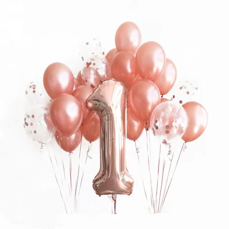 WEIGAO Rose Gold Confetti Balloons Heart Balloon Foil Star Balloons Decor Bridal Shower Birthday Wedding Ballon Party Decoration