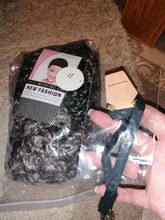 NNZES-peluca Afro rizada para mujeres negras, pelo largo sintético con flequillo, color negro y gris, 14 pulgadas