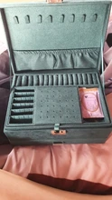 WE New-estuche de 3 capas con broche verde para mujer, organizador de joyería, anillo grande, collar, soporte de maquillaje, caja de joyería de terciopelo con cerradura