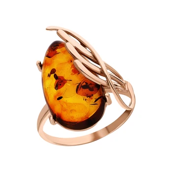 

Silver ring with amber sunlight sample 925