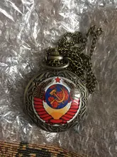 Emblema Vintage de la URSS para hombres y mujeres, insignias de la URSS, Hoz, martillo, reloj de bolsillo del ejército de Rusia, collar de oro, colgante, cadena, reloj