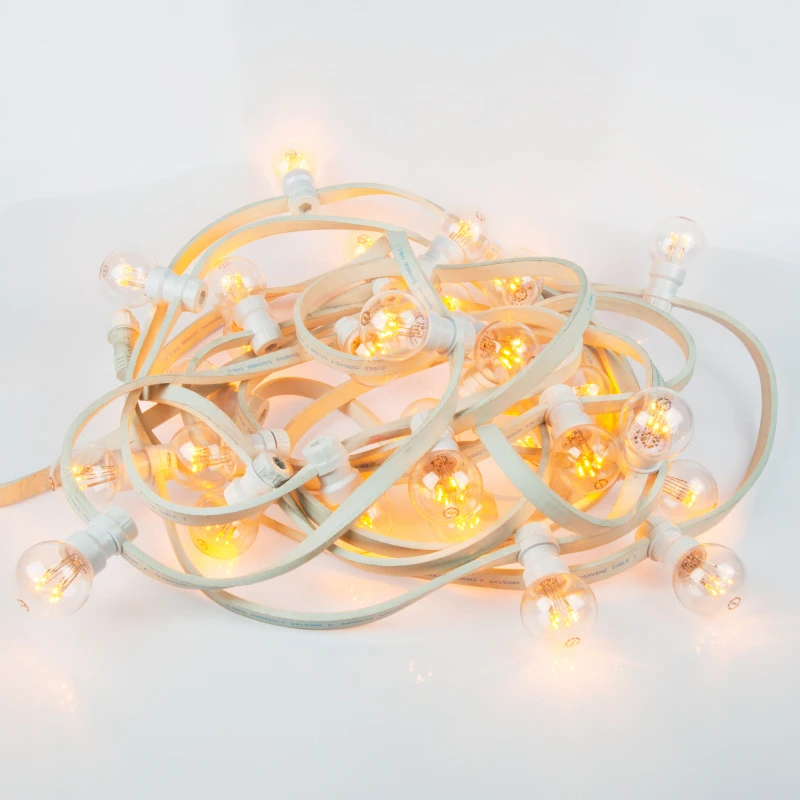 Гирлянда LED Galaxy Bulb String 10м, черный или белый КАУЧУК, 30 ламп*6 LED ТЕПЛЫЙ БЕЛЫЙ, влагостойкая IP65 - Испускаемый цвет: White