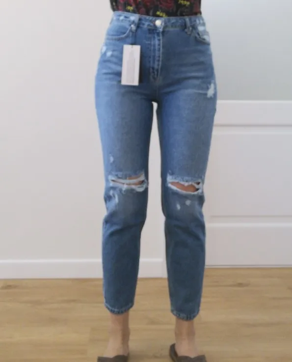Jeans Ripped High Detailed Bel Mom Jeans Women 'S 2022 Fashion Quality - Lolimor Turkish Jeans photo review