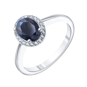 

Silver ring with sapphire Nat. (U) and cubic zirconia Sint.