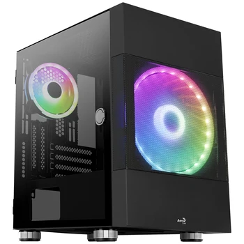 

Aerocool ATOMIC, MicroATX computer box, 2x ARGB fan, tempered glass side Panel + front grille, black