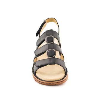 

WOMAN'S sandal comfort in in skin navy blue strips. With velcro side. Piedras in shovel al tone adornment. Brand Ara