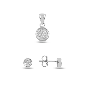 

Kutaydan Zircon Stone Round 925 Sterling Silver Set Made in Turkey