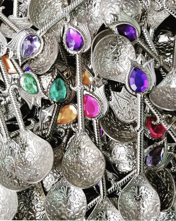 Purple 6 шт. HURREM SULTAN кофейная ложка медные турецкие чайные ложки Молоко Эспрессо чайные ложки Caddy сахарная десертная чайная ложка Сделано в Турции - Цвет: Purple