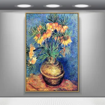 

Vincent Old Famous Master Artist Fritillaria in a Copper Vase Canvas Painting Poster Print for Home Decor Wall Art