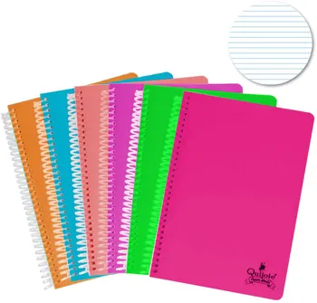 

Quixote Paper World Notebook wire helix, with horizontal Stripes, plastic cap, 80 Leaves, 90 grams, a5 & A4 for Use School